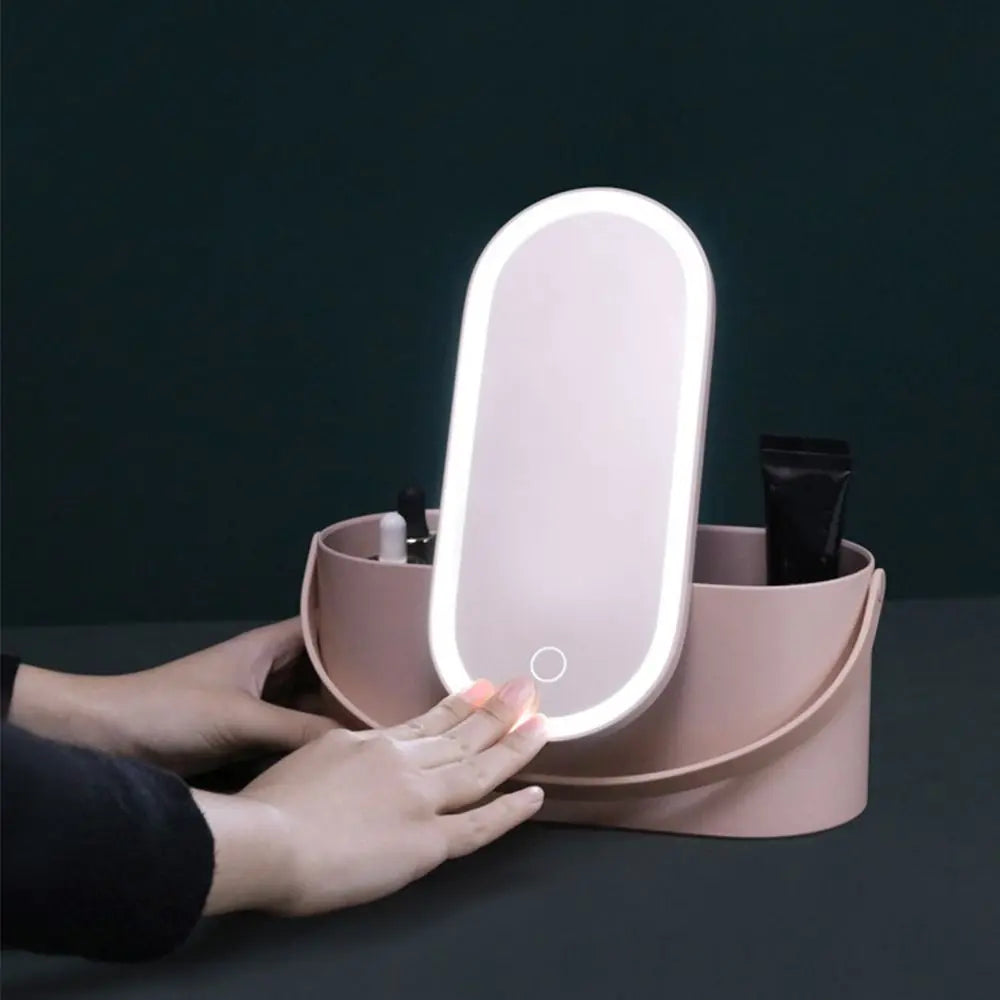 Makeup Storage Box with LED mirror